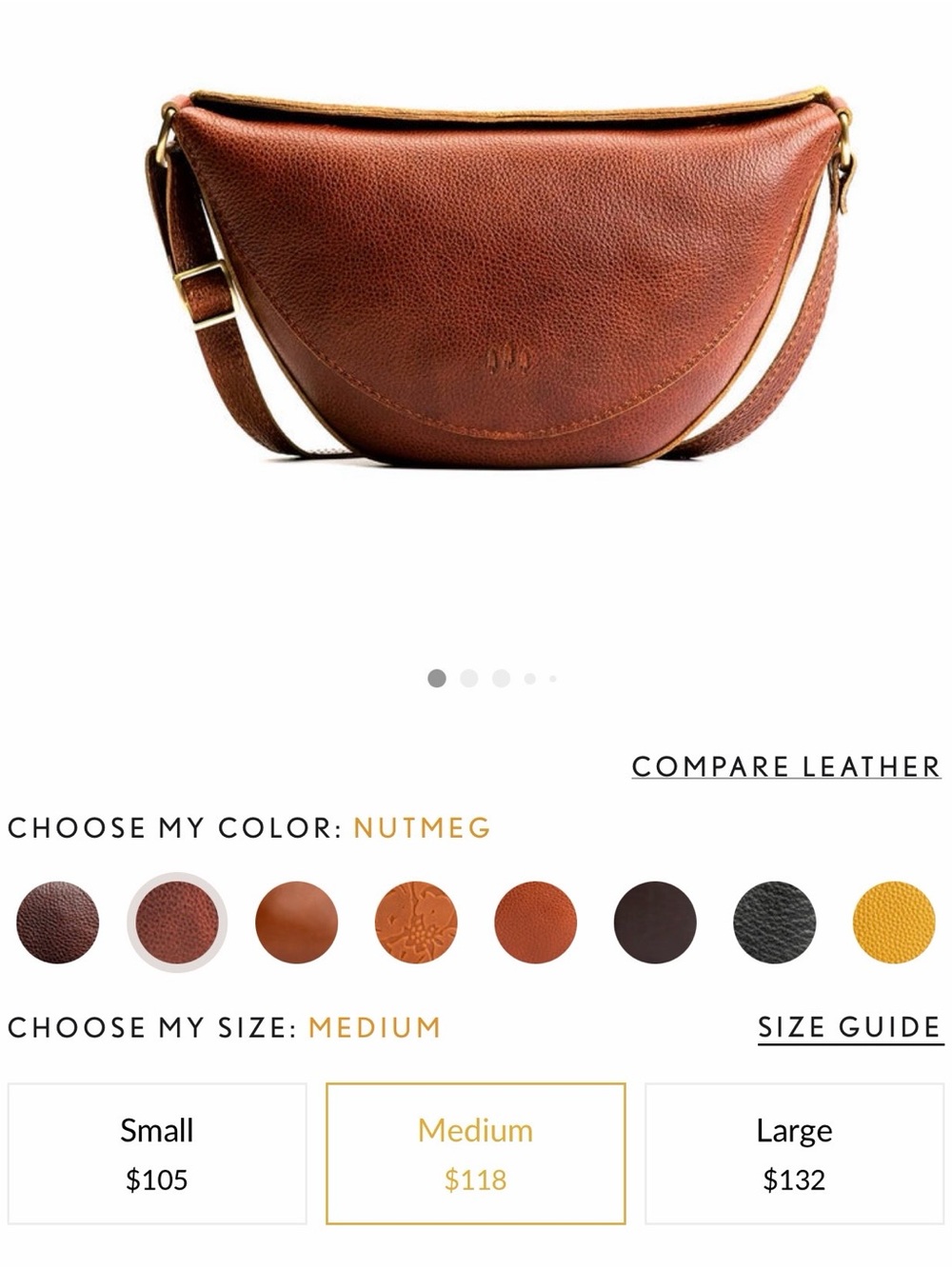 Portland Leather Tan Brown Crossbody Bag with Yellow Trim - Picture 2 of 9